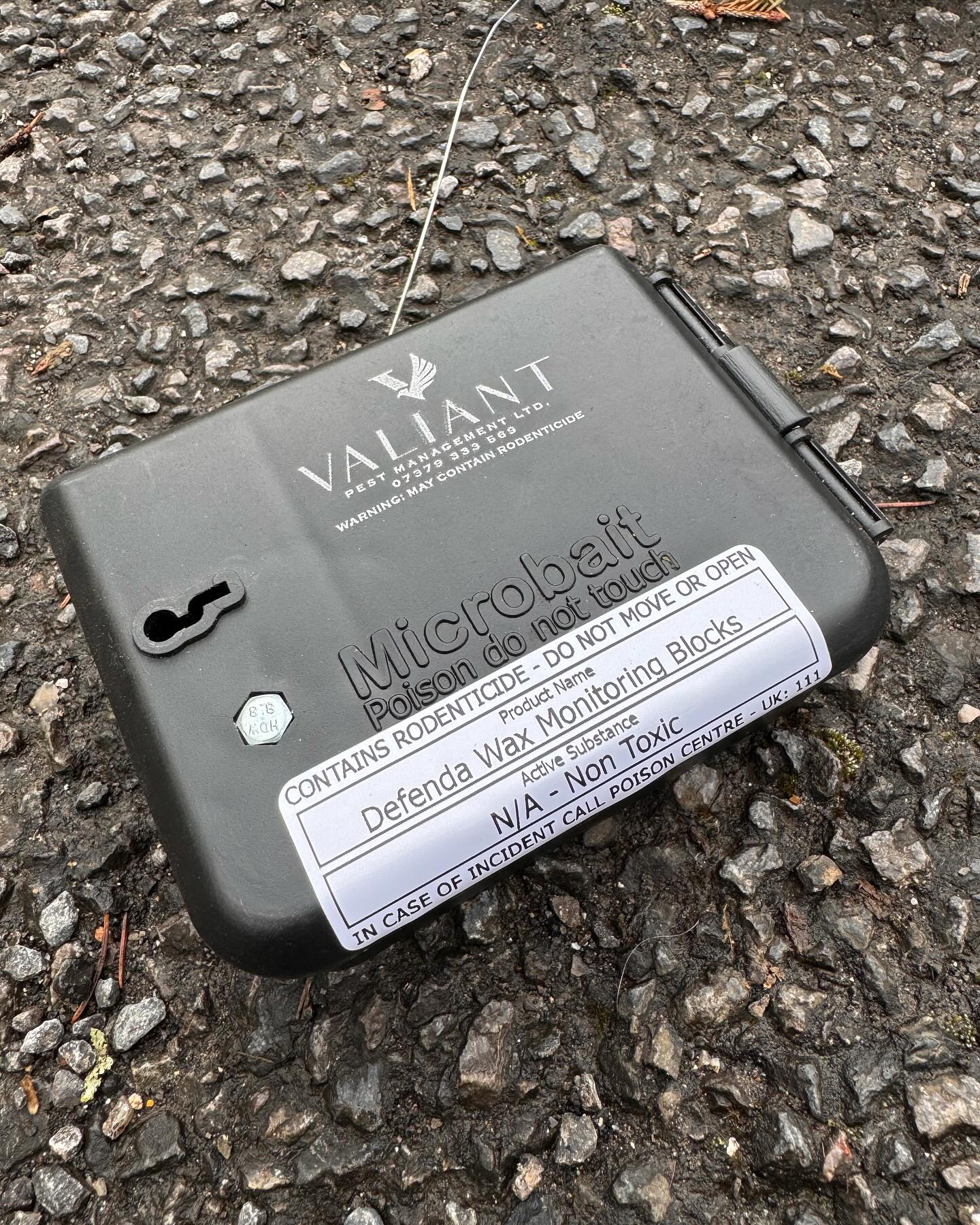 A Valiant Pest Management bait station on site